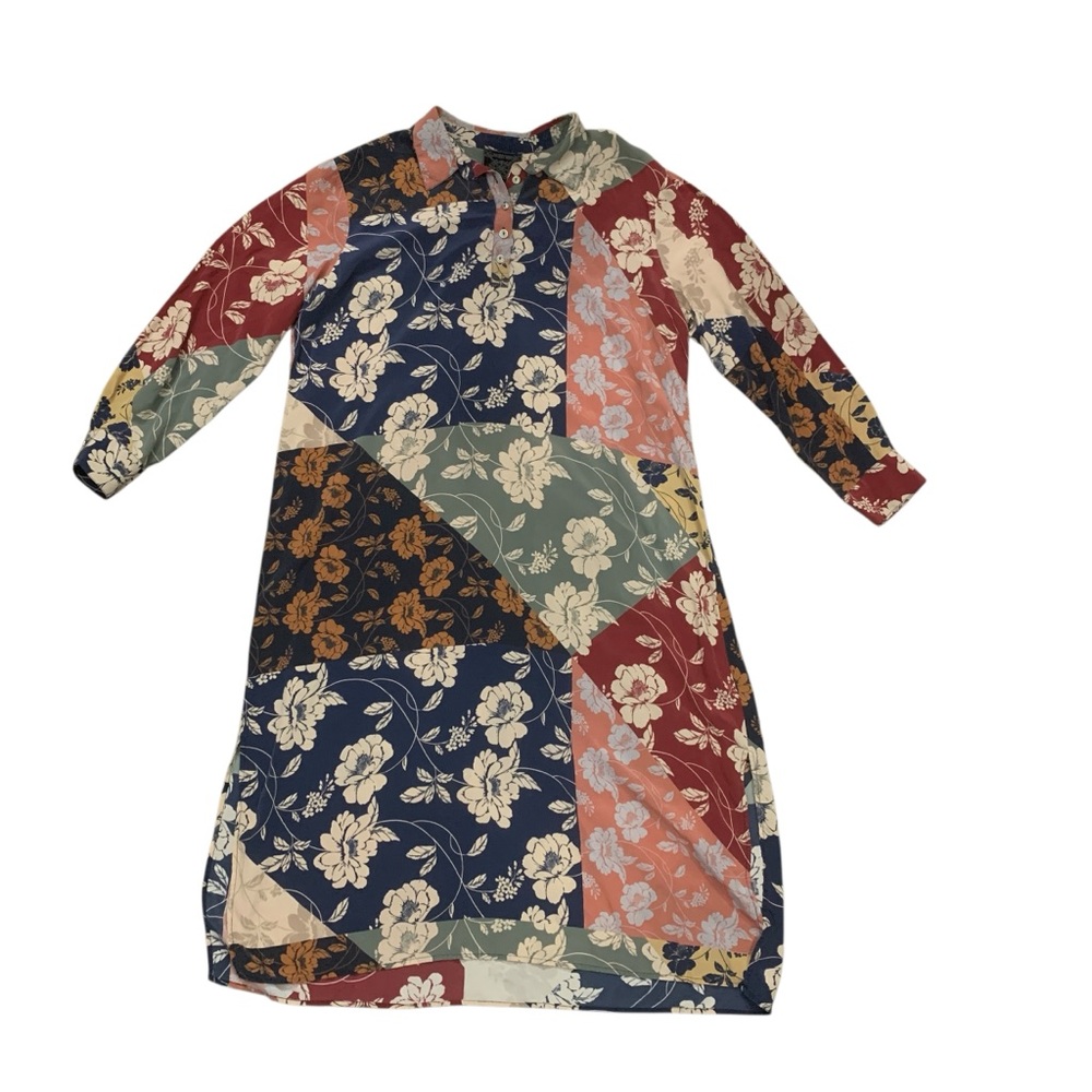 Johnny Was Jade Collection Floral Patchwork Long Sleeve Midi Dress Large Boho